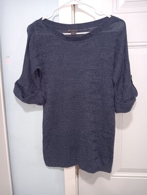 Armani Exchange Heathered Blue Open-Knit Sweater Size XS